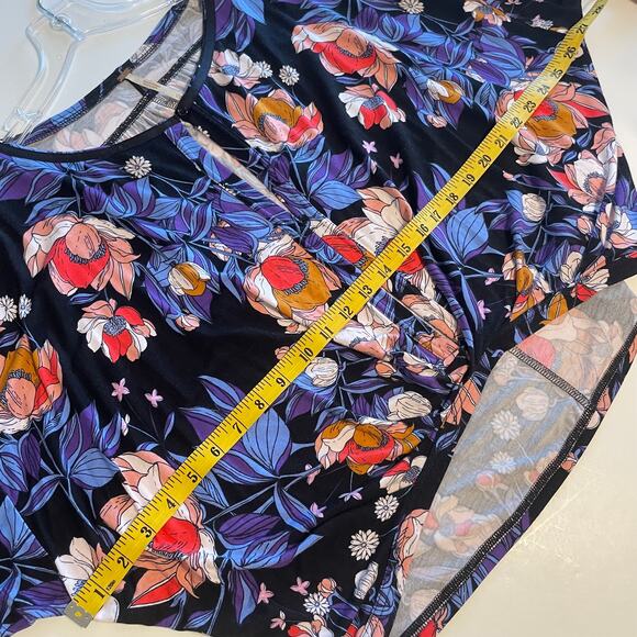 Free People Keepin On Top Womens Size XS Black Multicolor Floral Oversized Boho - Picture 11 of 13